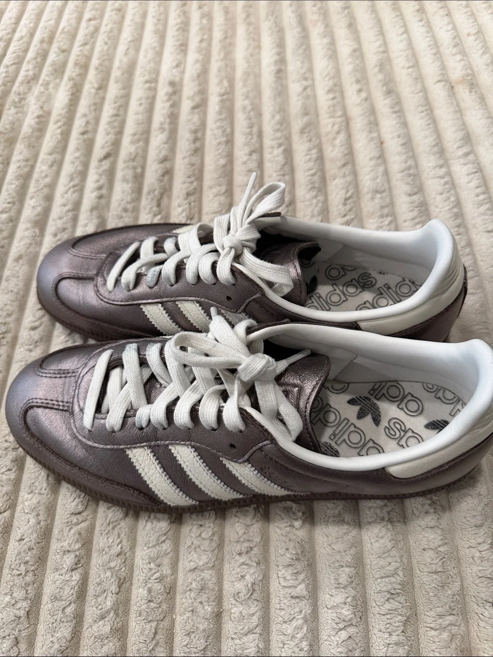 adidas Metallic Mauve Low-Top Sneakers with White Stripes